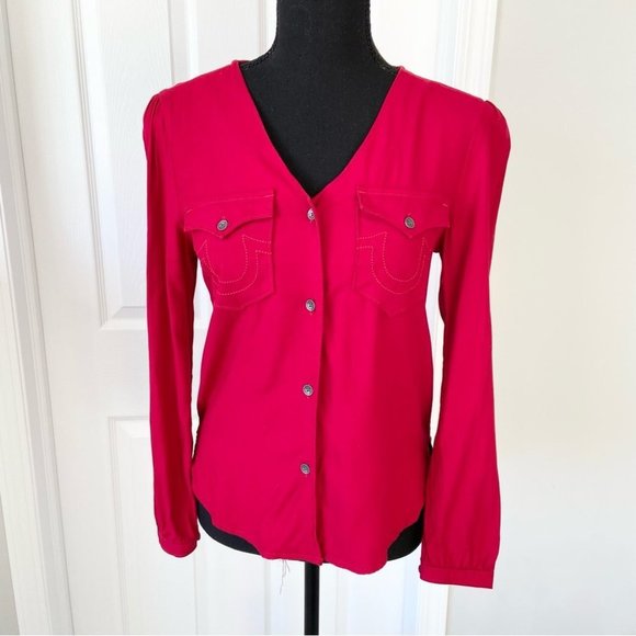 True Religion Tops - True Religion V Neck Button Down Blouse